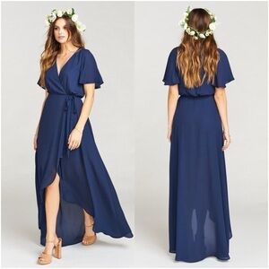 SHOW ME YOUR MUMU Sophia Navy Blue Wrap Dress